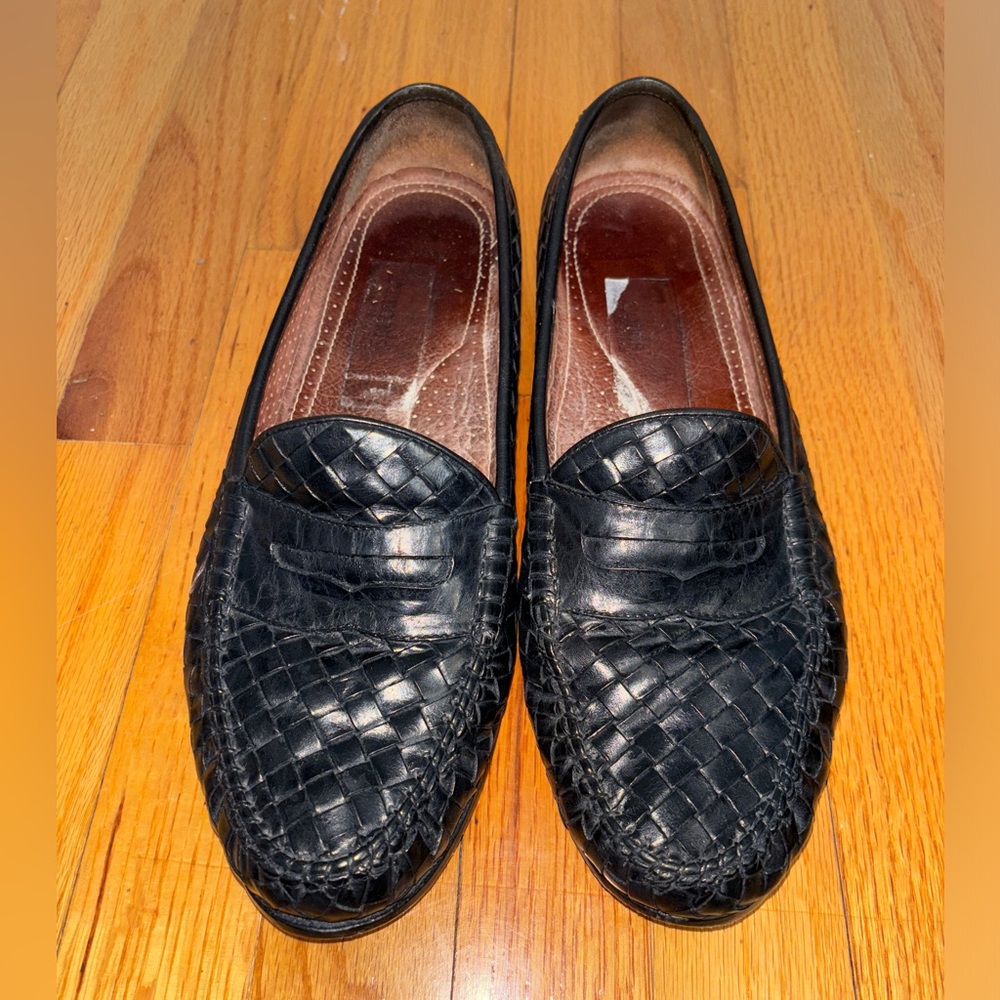 Allen Edmonds Black Woven Braided St Lucia Penny Loafers size 11